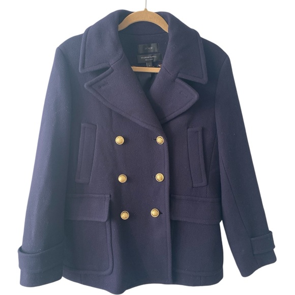 J. Crew Majesty Peacoat Stadium Cloth Nello Gori Navy Blue Wool style C8554, 12 - Picture 3 of 15